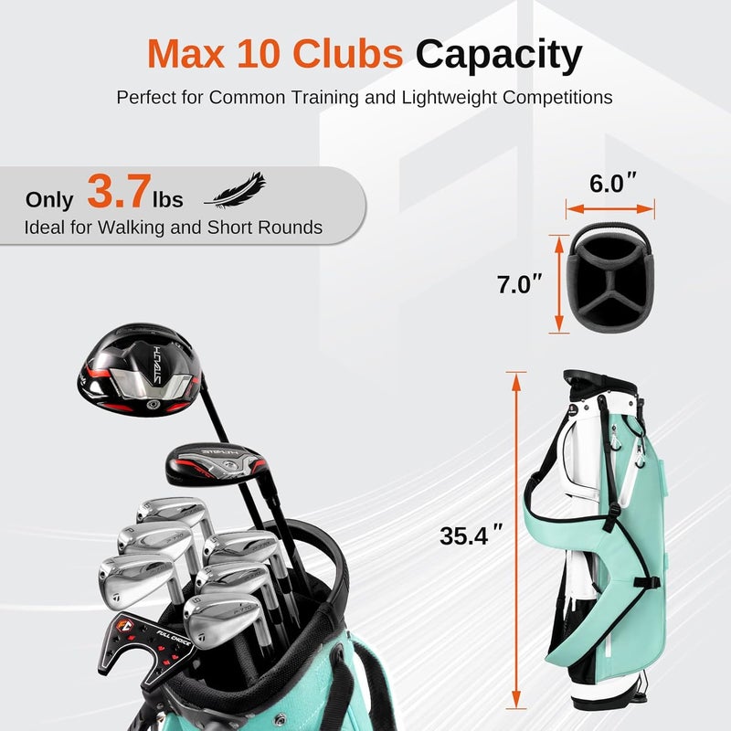Full Choice Lightweight Golf Stand Bag, 4-Way Full-Length Dividers, Holds Up to 10 Clubs, 3.7 lbs Golf Bag with Dual Straps & Stand for Driving Range, Par 3, and Standard Courses - Image 4